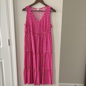 J. Crew Pink Floral Midi Dress